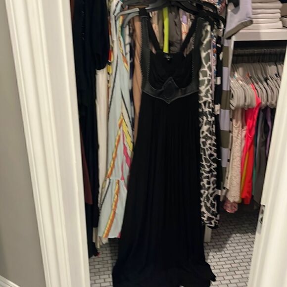 Sky Dresses & Skirts - SKY black maxi dress with leather trim detail, sz S